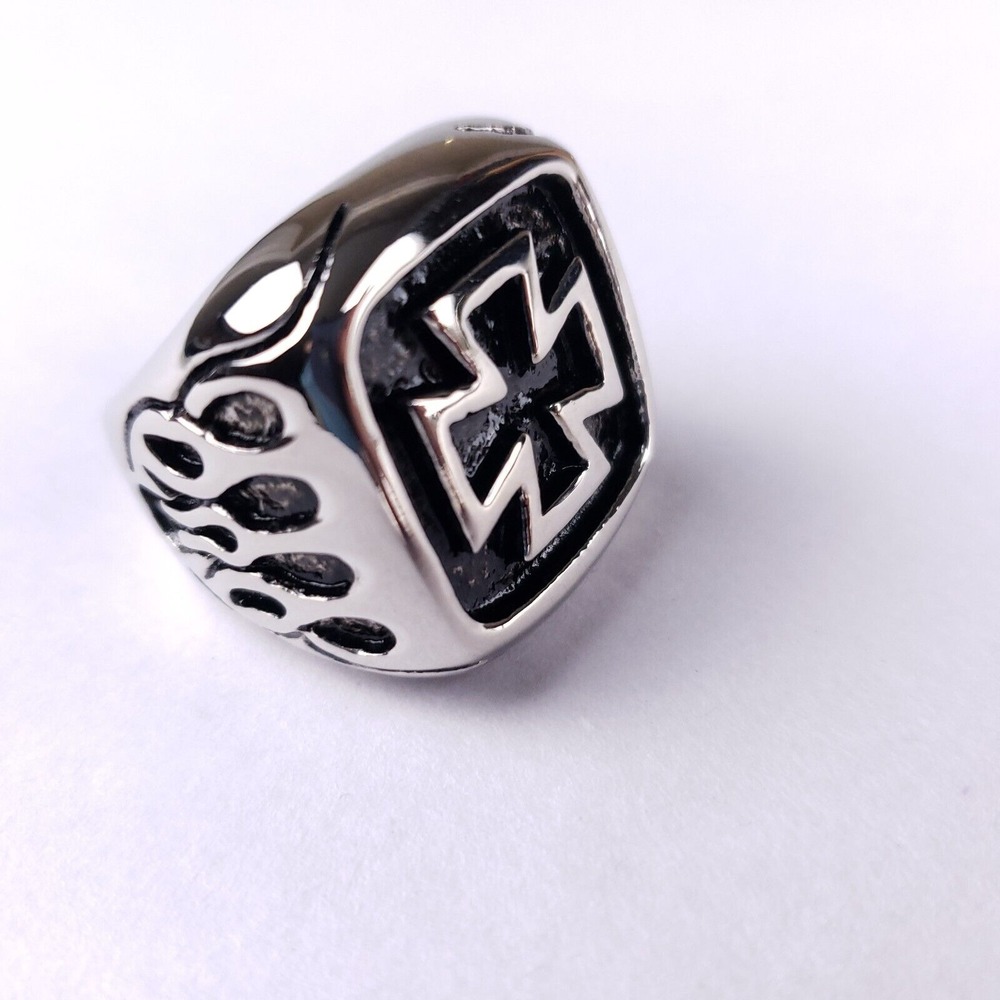 Mens Biker Ring Iron Cross 316 Stainless Steel Heavyweight Sz 10 Jewelry Rock